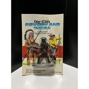 Vintage DieCast Cowboy & Indian Cowboy With Gun Metal Cast 1960 Unpainted New 3”